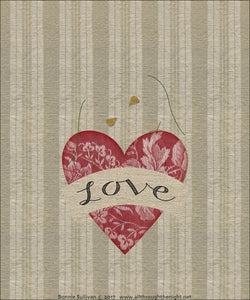 F1722 - Love (February) Preprinted Fabric