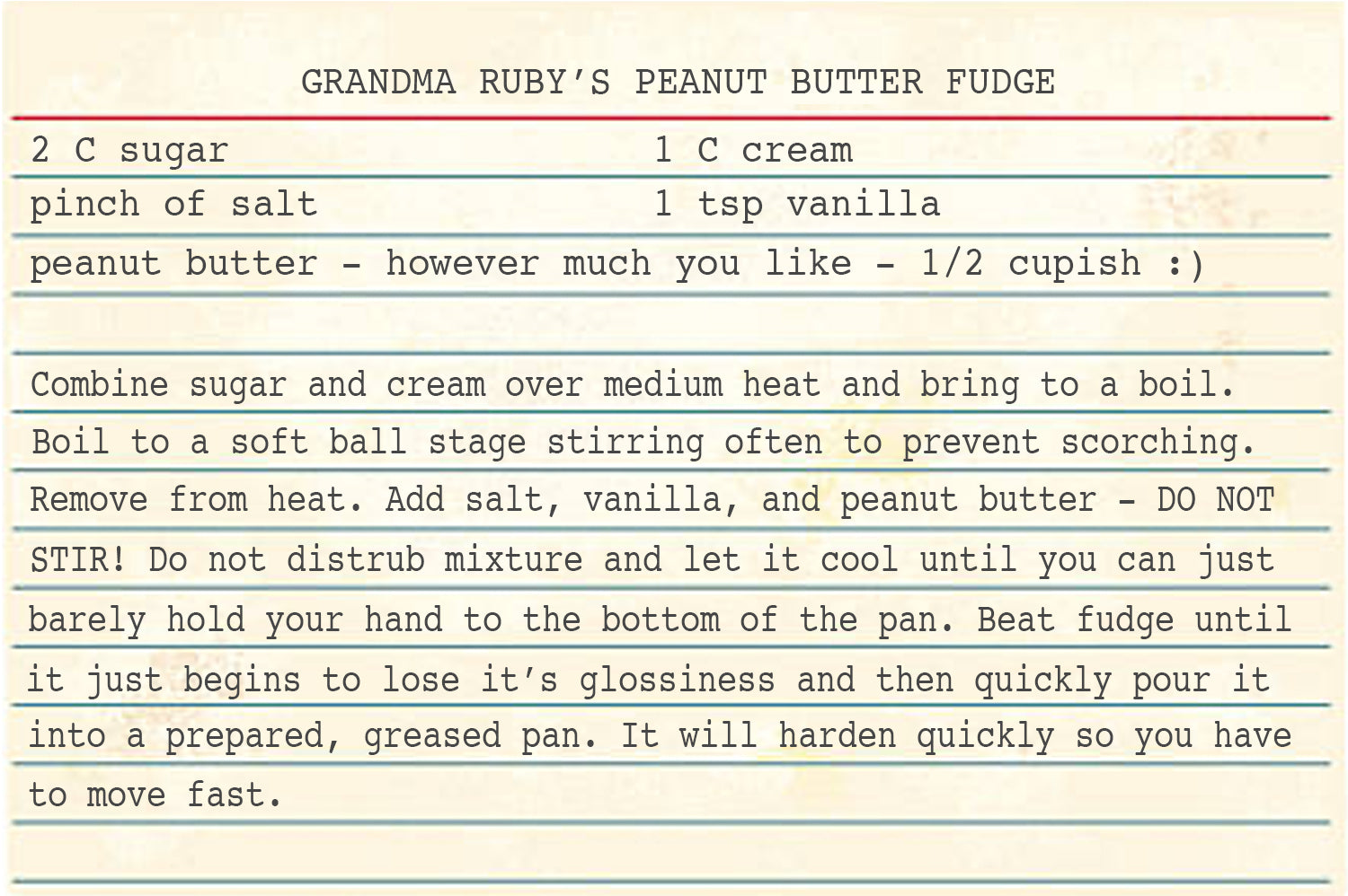 Grandma Ruby's Peanut Butter Fudge